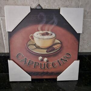 CAPPUCCINO Plaque. NWOT. Corner protectors still attached.